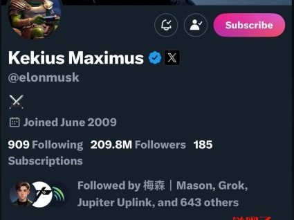 Kekius Maximus相关迷因币于马斯克还原推特后暴跌超过50％