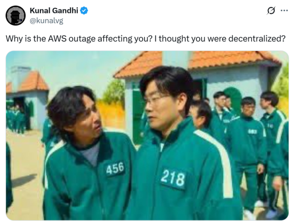 "房子没问题，但门卡住了"：AWS宕机暴露加密货币弱点