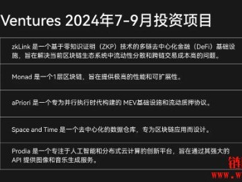 OKX Ventures Q3 投资项目一览