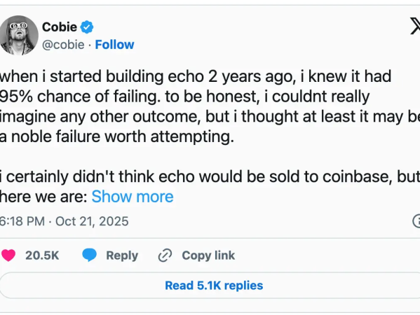 Coinbase收购Echo背后：Cobie从200美元入圈到名利双收的13年