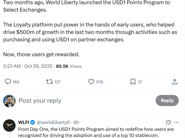 特朗普关联的World Liberty将向早期USD1用户空投价值120万美元的WLFI代币